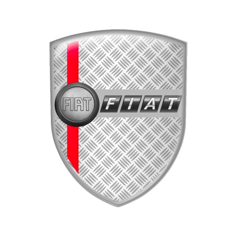Fiat Shield Emblem Silicone Steel Grey Logo Red Line