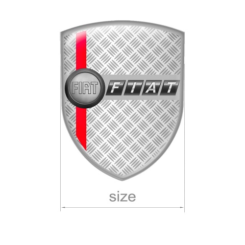 Fiat Shield Emblem Silicone Steel Grey Logo Red Line