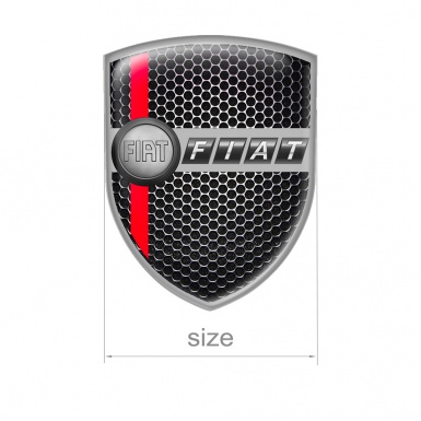 Fiat Shield Silicone Emblem Steel Grey Logo Red Line