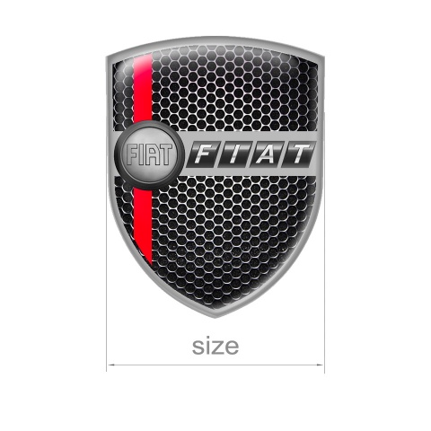 Fiat Shield Silicone Emblem Steel Grey Logo Red Line