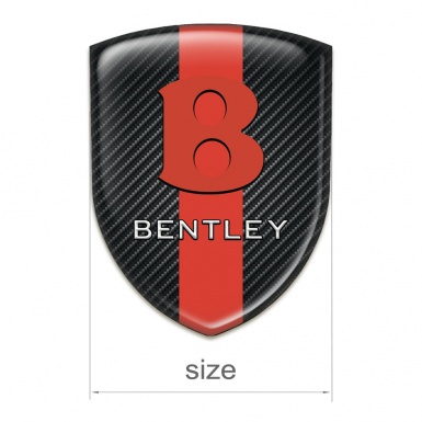 Bentley Logo Emblem Black Carbon with Red Band Base Red Logo Edition 