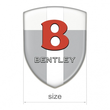 Bentley Emblem Badge Logo Gray White with Ribbon Base and Red Logo
