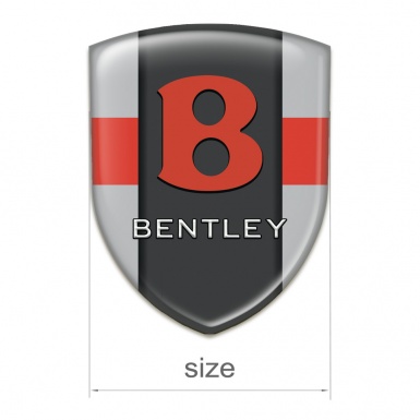 Bentley 3D Gel Emblem Gray with Red Band Design Red Logo