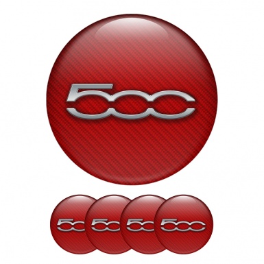 Fiat Abart Domed Stickers Wheel Center Cap Red Badge Carbon