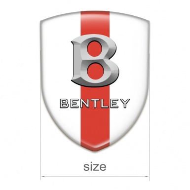 Bentley Tuning Emblem White with Red Band Style 3D Logo 