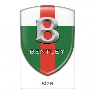 Bentley Self Adhesive Emblem Logo Green White with Red Band Style and Gray Logo 