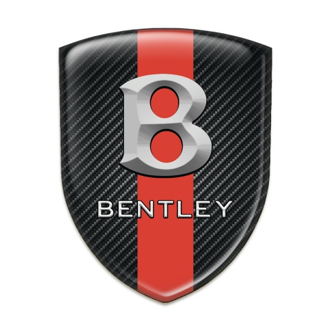 Bentley Car Accessories Badge Black Carbon with Red band Style Gray Logo 
