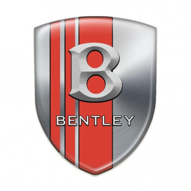 Bentley Tuning Badge Silver Base with Red Bands and Gray Logo 