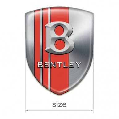 Bentley Tuning Badge Silver Base with Red Bands and Gray Logo 