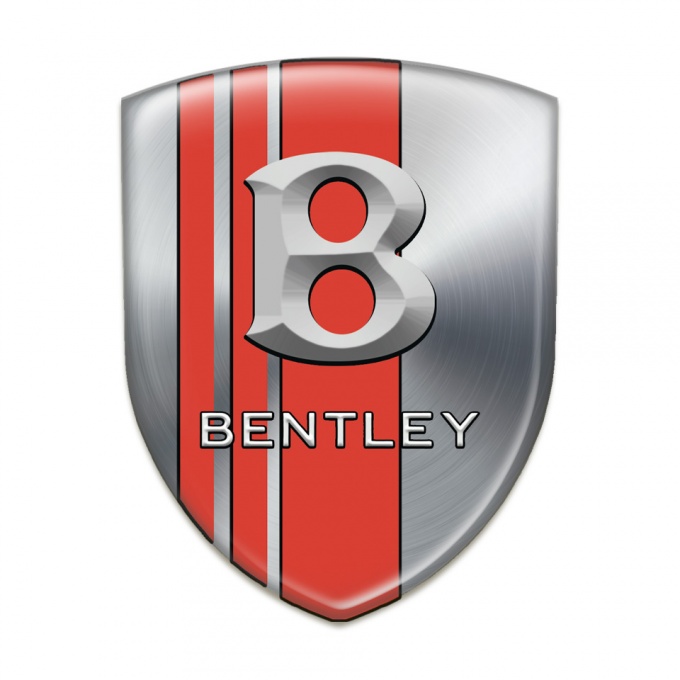 Bentley Tuning Badge Silver Base with Red Bands and Gray Logo 