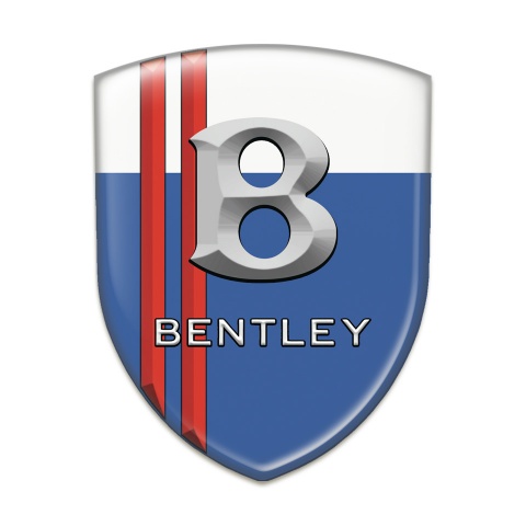 Bentley Car Accessories Badge Blue White with Red Stripes and Gray Logo 