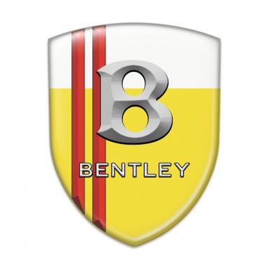 Bentley Self Adhesive Car logo Emblem Yellow White with Red stripes Style 