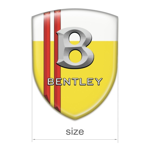 Bentley Self Adhesive Car logo Emblem Yellow White with Red stripes Style 
