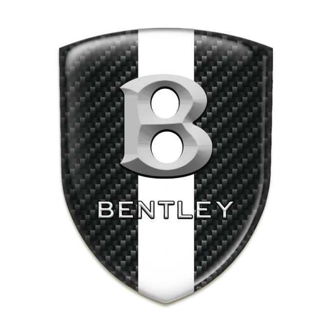 Bentley Silicone Emblem Dark Carbon with White band and Gray 3D Logo 