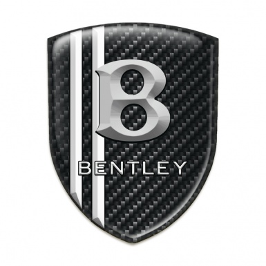 Bentley Car Accessories Badge Dark Carbon with Two White Lines design 