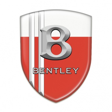 Bentley Tuning Emblem Red White Print with White Lines and 3D Logo 