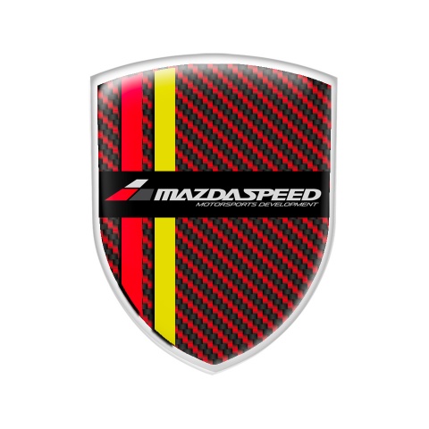Mazda Speed Domed Shield Emblem Red Carbon Motorsport Logo