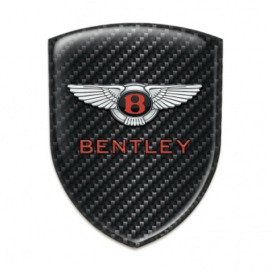 Bentley Self Adhesive Car logo Emblem Dark Carbon Model with Gray Red Logo Style 