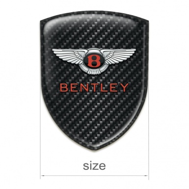 Bentley Self Adhesive Car logo Emblem Dark Carbon Model with Gray Red Logo Style 