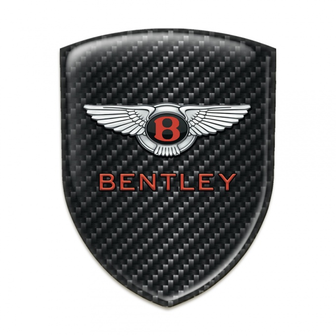 Bentley Self Adhesive Car logo Emblem Dark Carbon Model with Gray Red Logo Style 