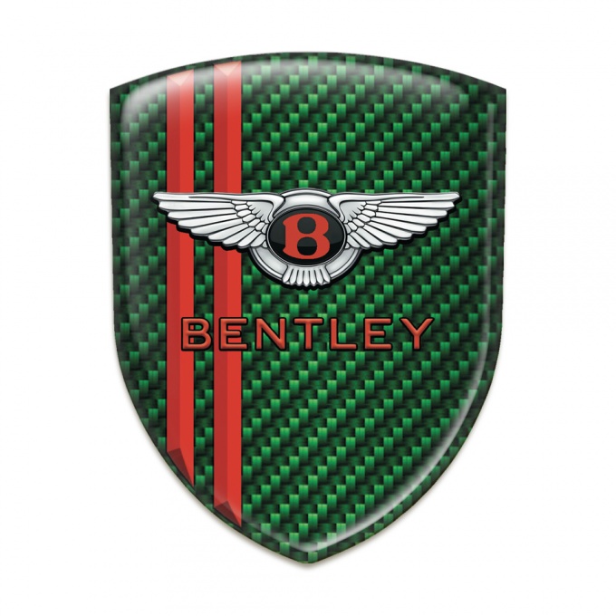 Bentley Tuning Badge  Green Carbon with Red Lines and Stylish Logo 
