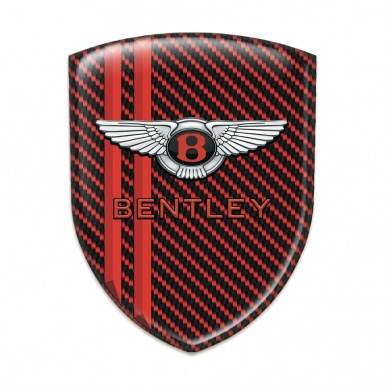 Bentley Self Adhesive Car logo Emblem Red Carbon with Red Lines and Stylish Logo 