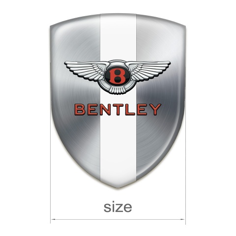 Bentley Silicone Badge Silver with White Ribbon and Classic Logo 