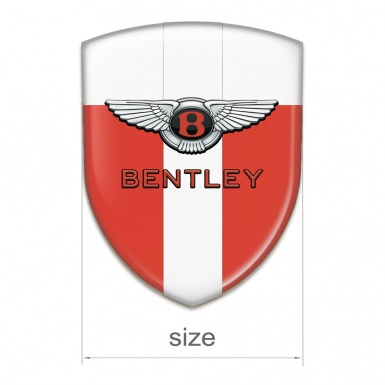 Bentley Self Adhesive Emblem Logo Red White Print with White Ribbon Classic Logo 