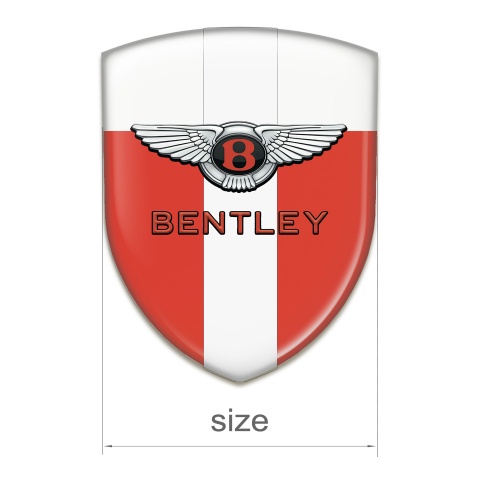 Bentley Self Adhesive Emblem Logo Red White Print with White Ribbon Classic Logo 