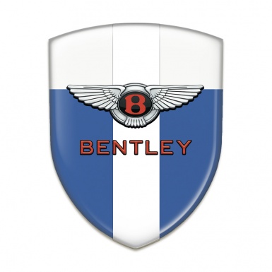 Bentley Domed Emblem Blue White with White Ribbon Stylish Logo 