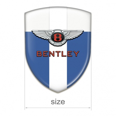 Bentley Domed Emblem Blue White with White Ribbon Stylish Logo 