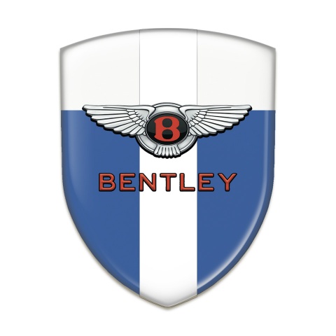 Bentley Domed Emblem Blue White with White Ribbon Stylish Logo 