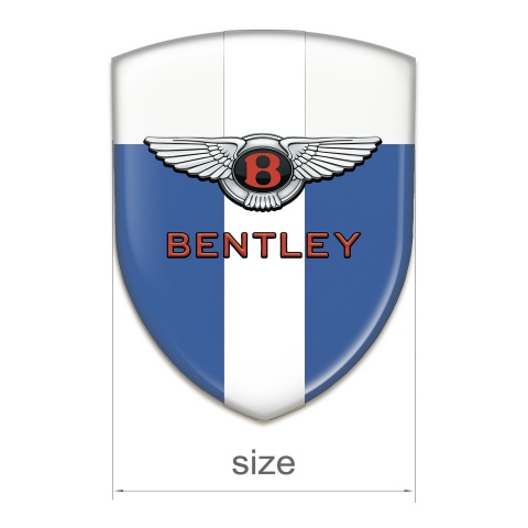 Bentley Domed Emblem Blue White with White Ribbon Stylish Logo 
