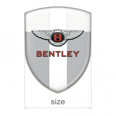 Bentley Silicone Emblem Gray White Print with White Ribbon and Classic Logo