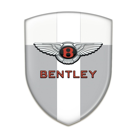 Bentley Silicone Emblem Gray White Print with White Ribbon and Classic Logo