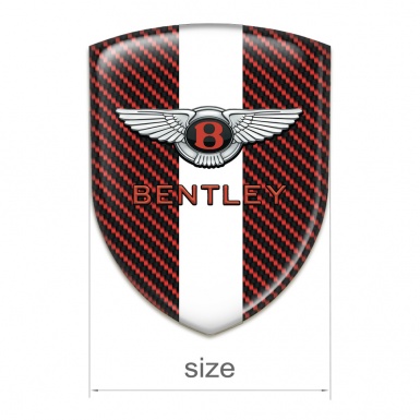 Bentley Self Adhesive Car logo Emblem Red Carbon with White Ribbon Pattern 