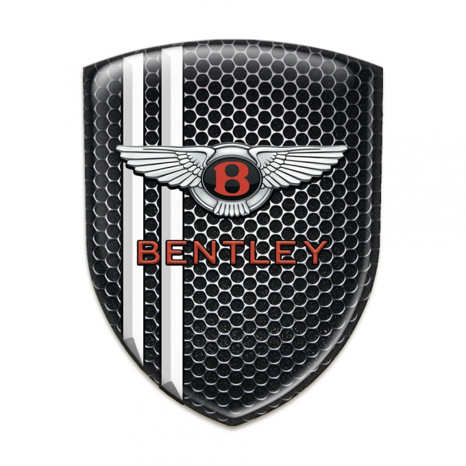 Bentley Silicone Car Decal Badge Perforated Steel with White Stripes Pattern 