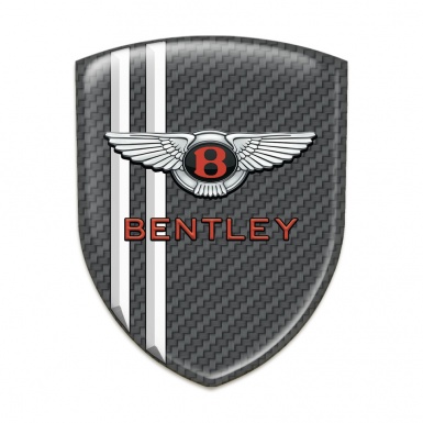 Bentley Self Adhesive Emblem Logo carbon with White Stripes Pattern 
