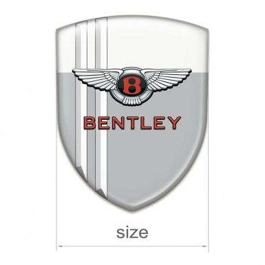 Bentley Silicone Emblem Gray White with White Stripes Pattern 
