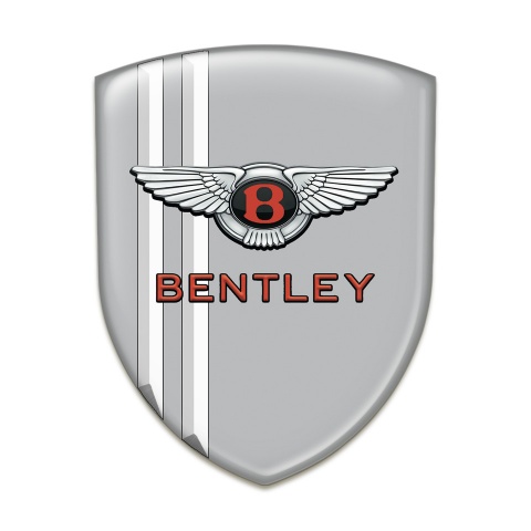 Bentley Silicone Car Decal Badge Gray with White Stripes  Pattern 