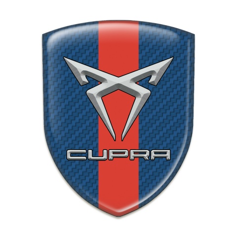 Seat Cupra Self Adhesive Car logo Emblem Navy Blue Carbon with Red Band 