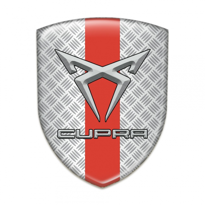 Seat Cupra Silicone Car Decal Badge Mesh Effect with Red Band Design 