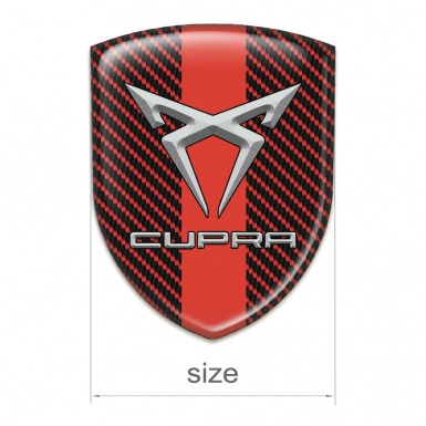 Seat Cupra Emblem Badge Logo Red Carbon with Red Band Design 