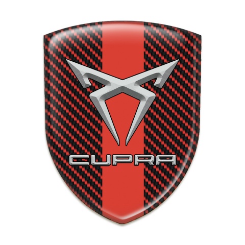 Seat Cupra Emblem Badge Logo Red Carbon with Red Band Design 