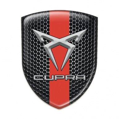 Seat Cupra Logo Emblem Perforated Steel With Red Band 