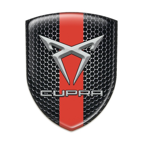 Seat Cupra Logo Emblem Perforated Steel With Red Band 