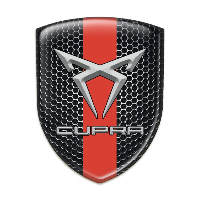 Seat Cupra Logo Emblem Perforated Steel With Red Band 