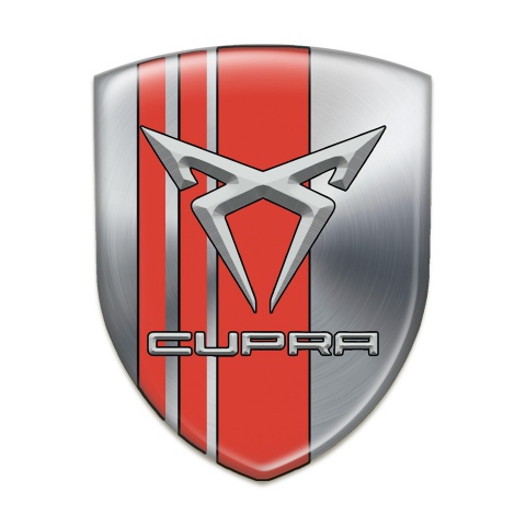 Seat Cupra Emblem Badge Logo Silver with Red Tapes style 