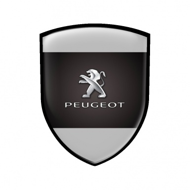 Peugeot Shield Domed Emblem Black Grey Classic