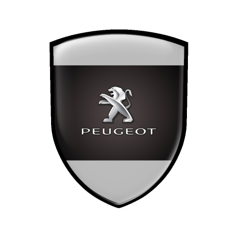 Peugeot Shield Domed Emblem Black Grey Classic